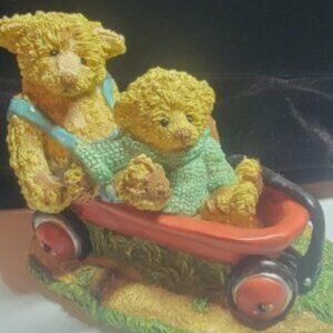 Vintage CUDDL’SOMES Teddy Bear Figurine “Wagon Train” 1995